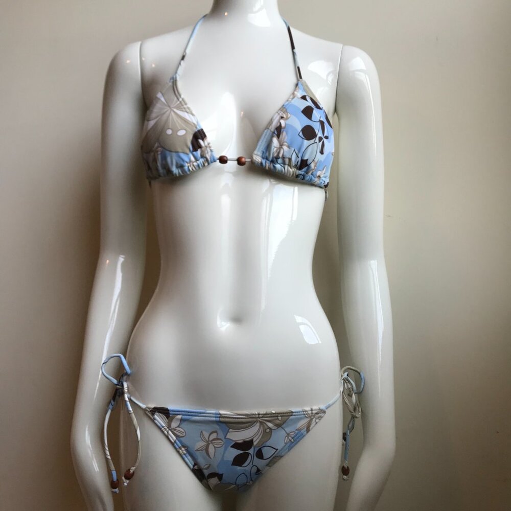 Billabong surf blue sky printed bikini top set